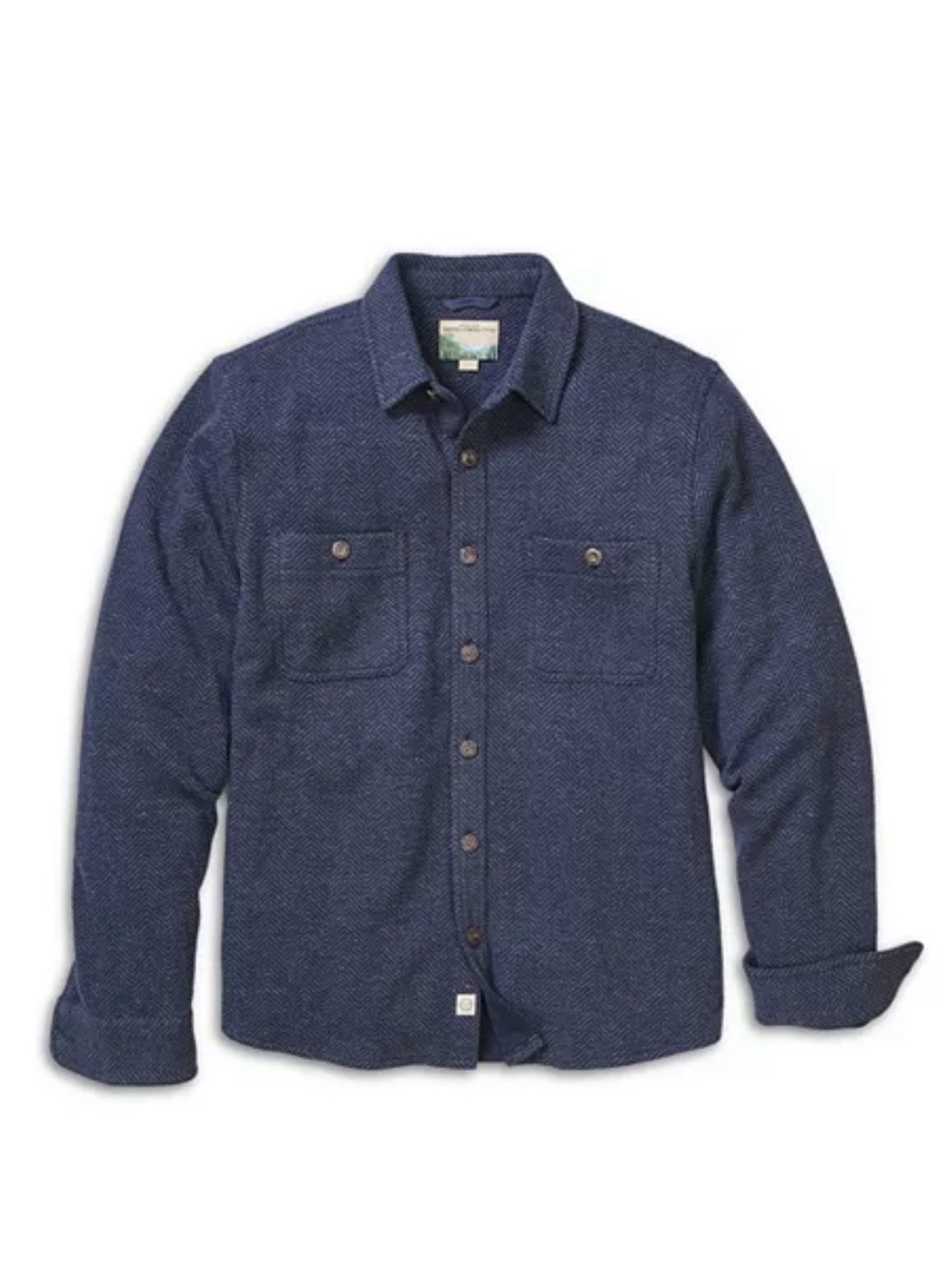 Marine Layer Pacifica Stretch Twill shirt - navy herringbone- larger